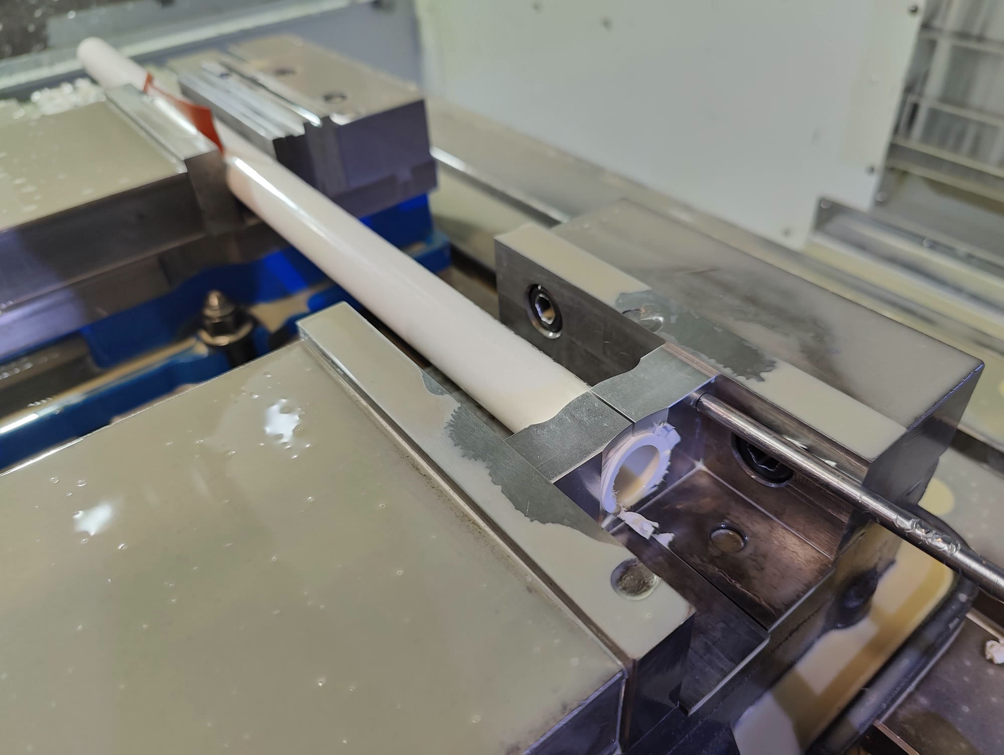 Improvised bar feed for PVC tube